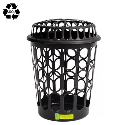 Cesto Telado Para Roupas 30 L Com Tampa Preta Para Lavanderia E Banheiro