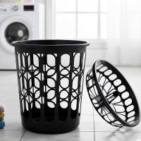 Cesto Telado Para Roupas 30 L Com Tampa Preta Para Lavanderia E Banheiro - 6