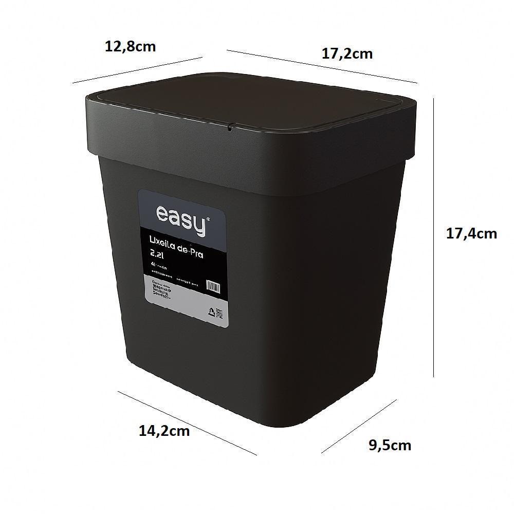 Lixeira De Pia 2,5 L Preta Compacta Com Tampa Articulada Para Cozinha, Banheiro E Escritório - 5