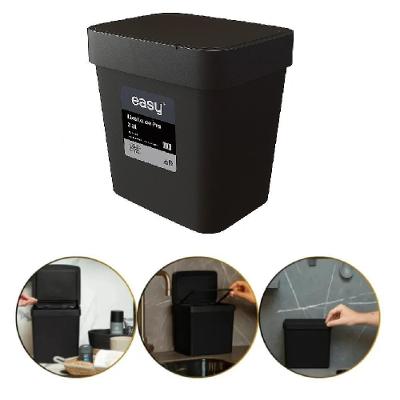 Lixeira De Pia 2,5 L Preta Compacta Com Tampa Articulada Para Cozinha, Banheiro E Escritório