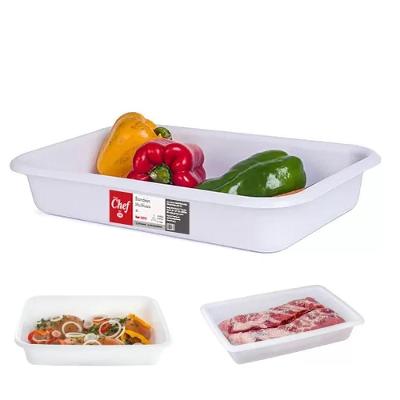 Bandeja Plástica Multiuso Branca Para Açougue, Cozinha E Câmara Fria 6 Litros