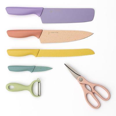 Conjunto De Facas 6 Peças Aço Inoxidável Tesoura Descascador