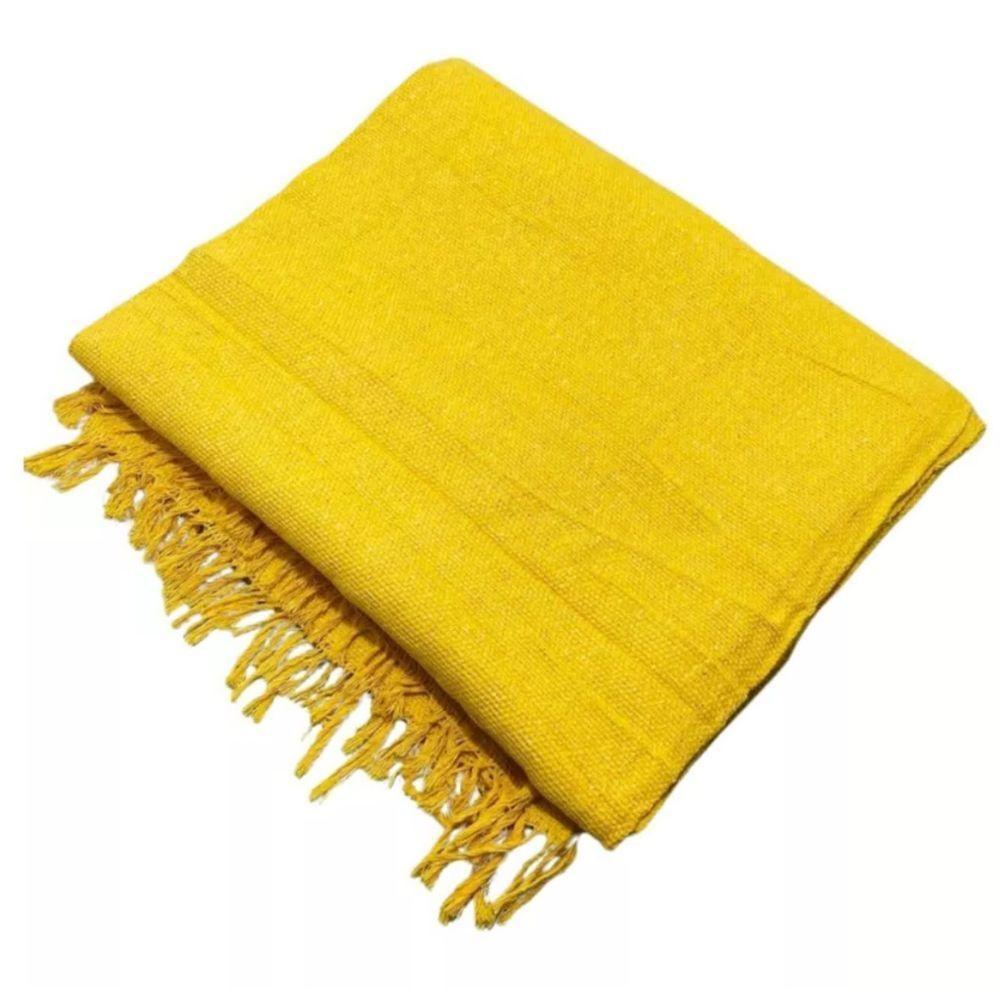 Manta Grande Para Sofá Cama King 2 E 3 Lugares 3,00m X 1,80m Cobertor Protetor Gigante 100% Algodão Amarela King - 1