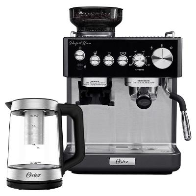 Kit Cafeteira Espresso Nova Perfect Brew e Chaleira Tea com Infusor para Café e Chá Inox Oster