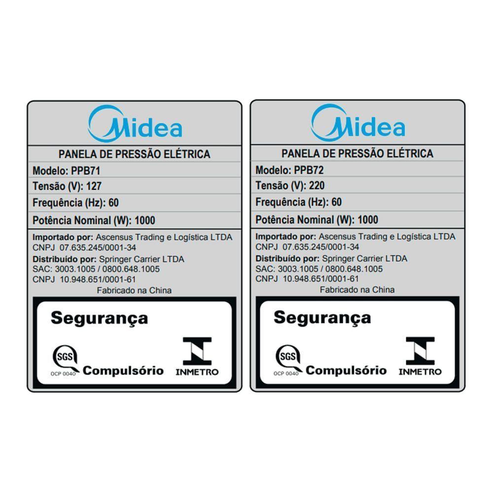 Panela De Pressão Elétrica 6L Mecânica Inox Midea PPB72 220V - 7