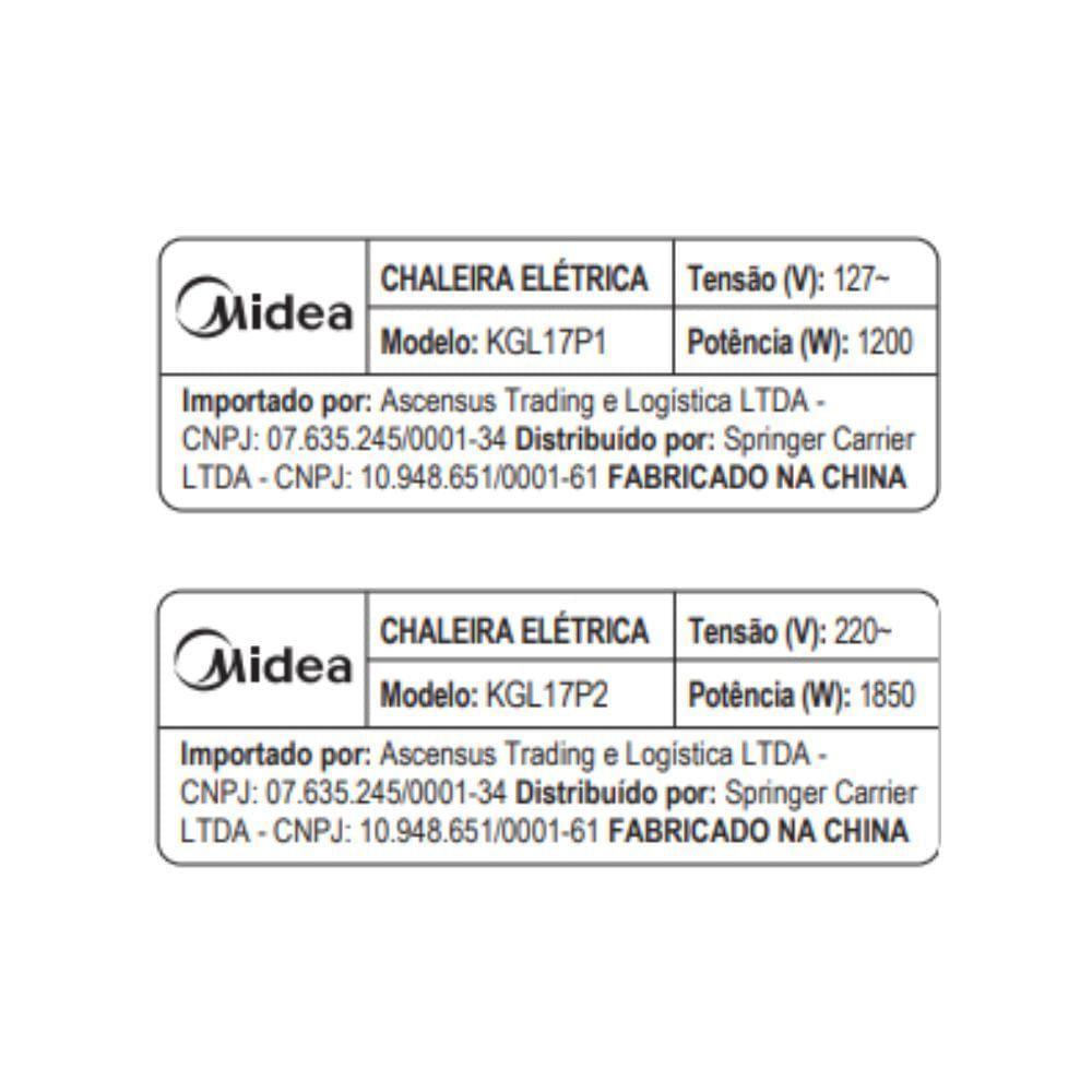 Chaleira Elétrica Preta 1,7L Double Wall Midea KDW17P2 220V - 7