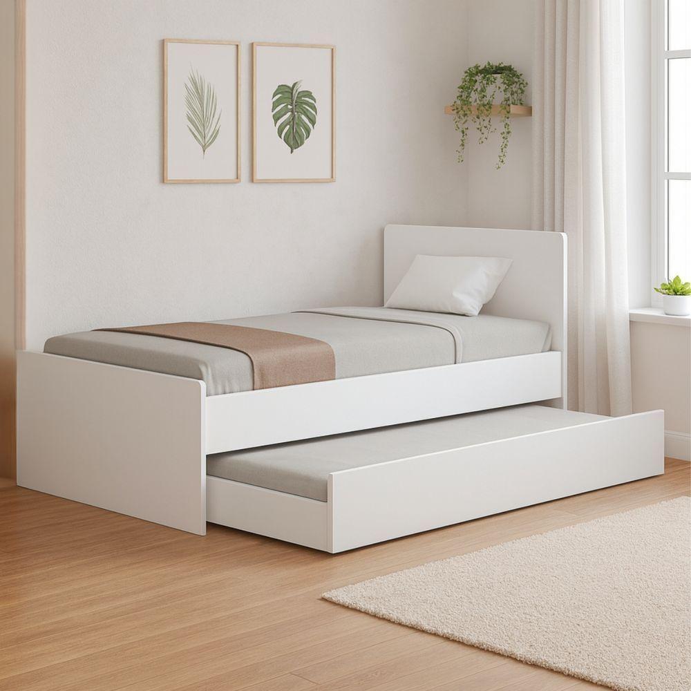 Bicama Amanda Solteiro Branca Em Mdf Resistente Sofisticada - 1