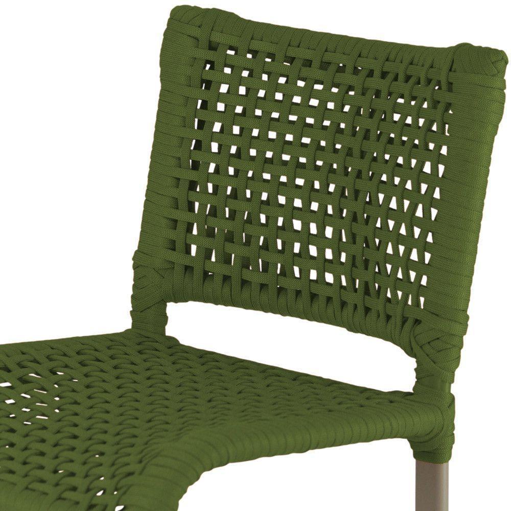 2 Banquetas Haiti Corda Náutica Alumínio Trama Original Verde Musgo - 4