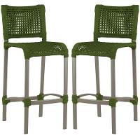 2 Banquetas Haiti Corda Náutica Alumínio Trama Original Verde Musgo - 1