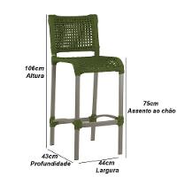 2 Banquetas Haiti Corda Náutica Alumínio Trama Original Verde Musgo - 5