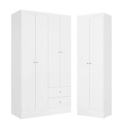 Guarda Roupa Solteiro Astro 4 Portas Branco Rosa Flex Acetinado E Multiuso Space Branco - Thb