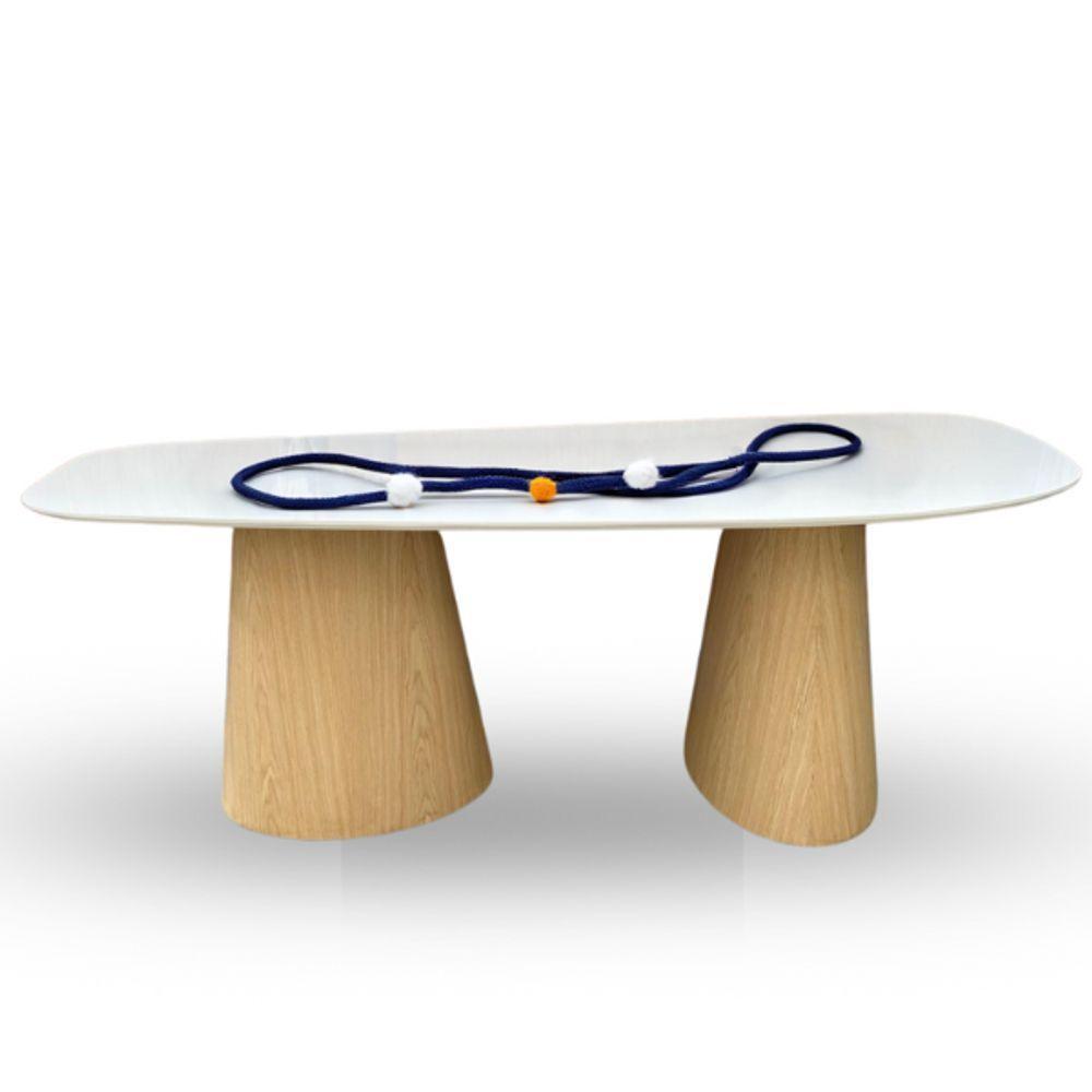 Mesa De Jantar Orgânica 235x122cm Base Carvalho Tampo Laca - 2