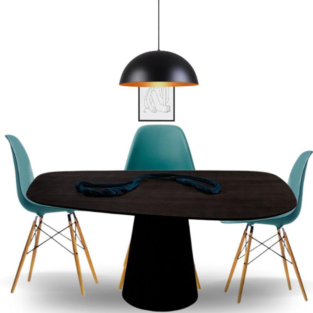 Mesa De Jantar Cone Oval Organica Flower 198x122cm Madeira ébano - 2