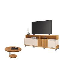 Rack Bancada Graci 1.8 Com Mesa De Centro Sky Cinamomo Off White - Hb Móveis - 1