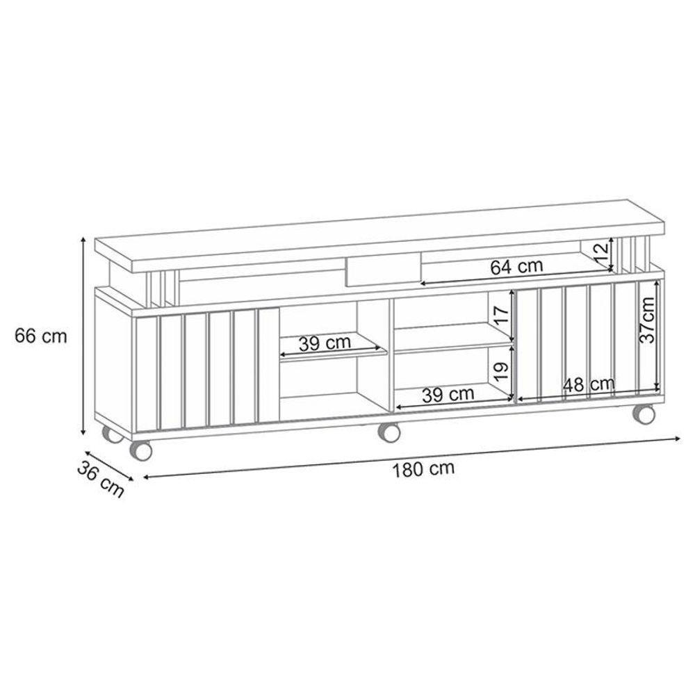 Rack Bancada Rivera 1.8 Com Aparador Vivant Cinamomo Off White - Hb Móveis - 3