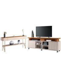 Rack Bancada Rivera 1.8 Com Aparador Vivant Cinamomo Off White - Hb Móveis - 1