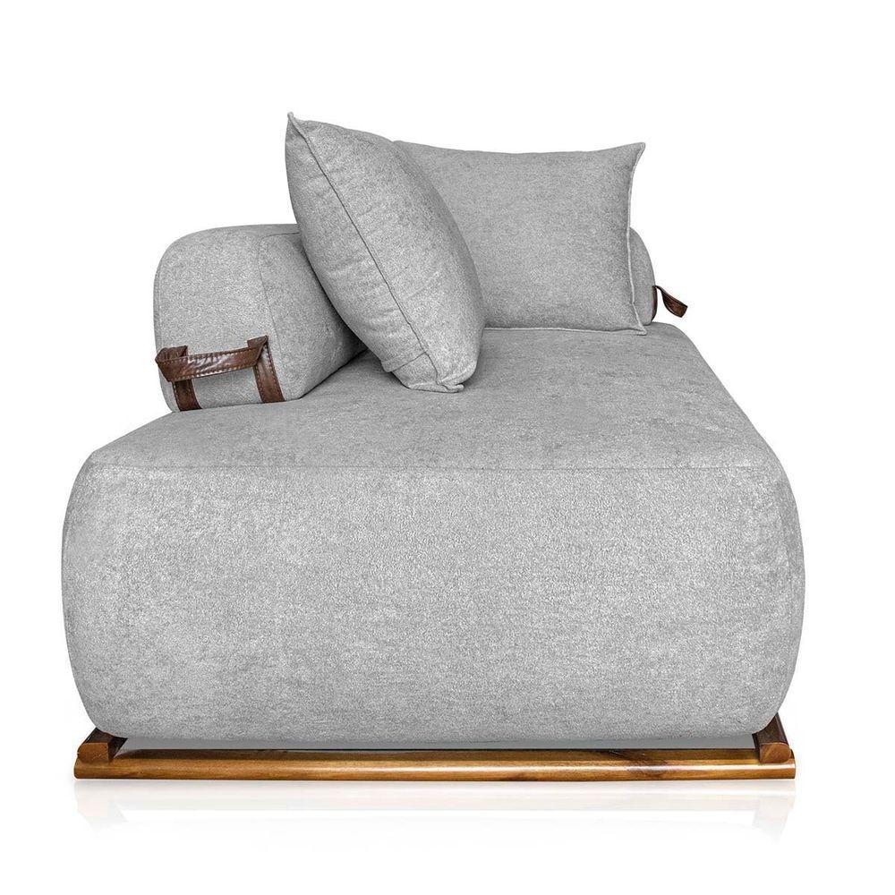 Sofá 3 Lugares Decoração Lazer Sala Ibiza Spz 180cm Bouclé - Amarena Móveis Cinza-3302 - 6