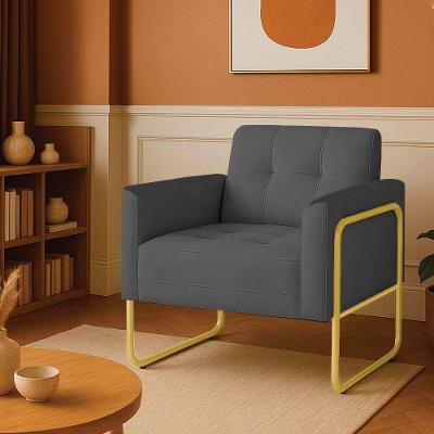 Poltrona Sala Elisa Suede D03 Industrial Alta Tubo Dourado Grafite D'Rossi