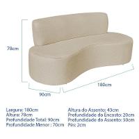 Sofá Curvo 3 Lugares Amsterdã 180cm Suede Cor Bege Tca 941 - 2