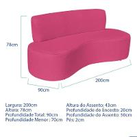 Sofá Curvo 4 Lugares Amsterdã 200cm Suede Cor Pink - 3
