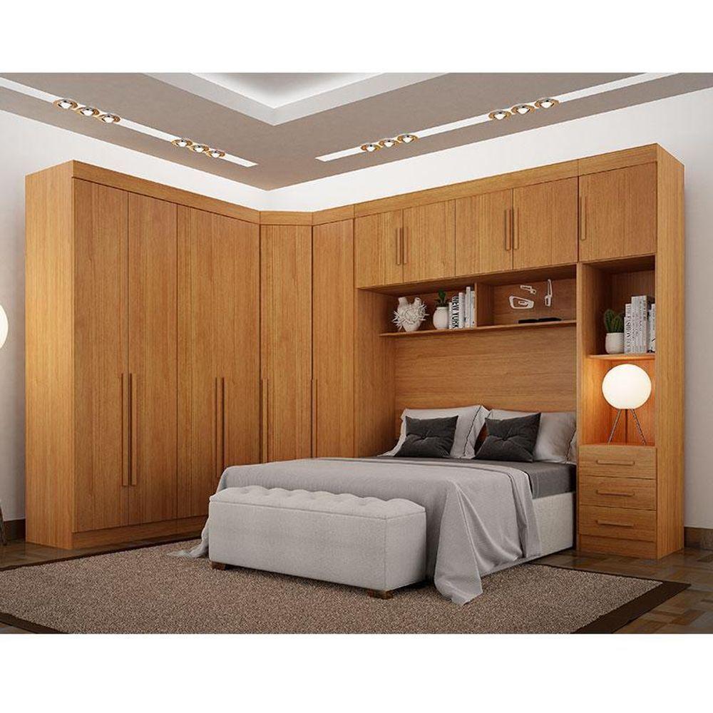 Quarto De Casal Modulado 11 Portas Orion Ambiente Cinamomo - Leifer Móveis - 1