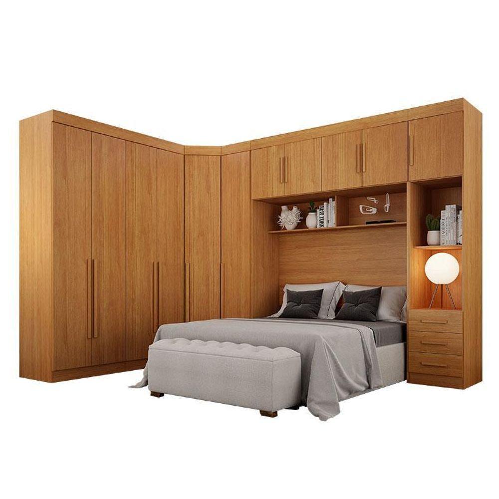 Quarto De Casal Modulado 11 Portas Orion Ambiente Cinamomo - Leifer Móveis - 10