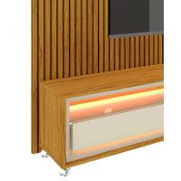 Rack Com Painel Requinte 2.2 Ripado 3d Com Led Naturale Com Off White - Gelius Móveis