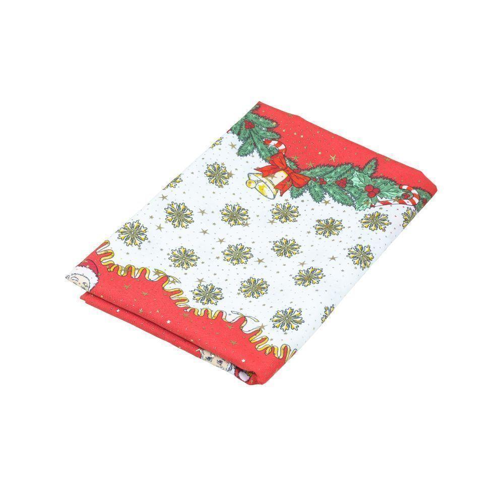 Toalha De Mesa Estampada Brilhare 1 Peça 2,00m X 1,45m 6 Lugares 100% Poliéster Tecido Oxford Natal - Estampa 1 Branco - 1