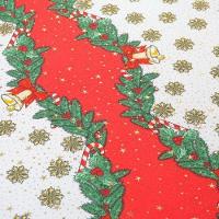 Toalha De Mesa Estampada Brilhare 1 Peça 2,00m X 1,45m 6 Lugares 100% Poliéster Tecido Oxford Natal - Estampa 1 Branco