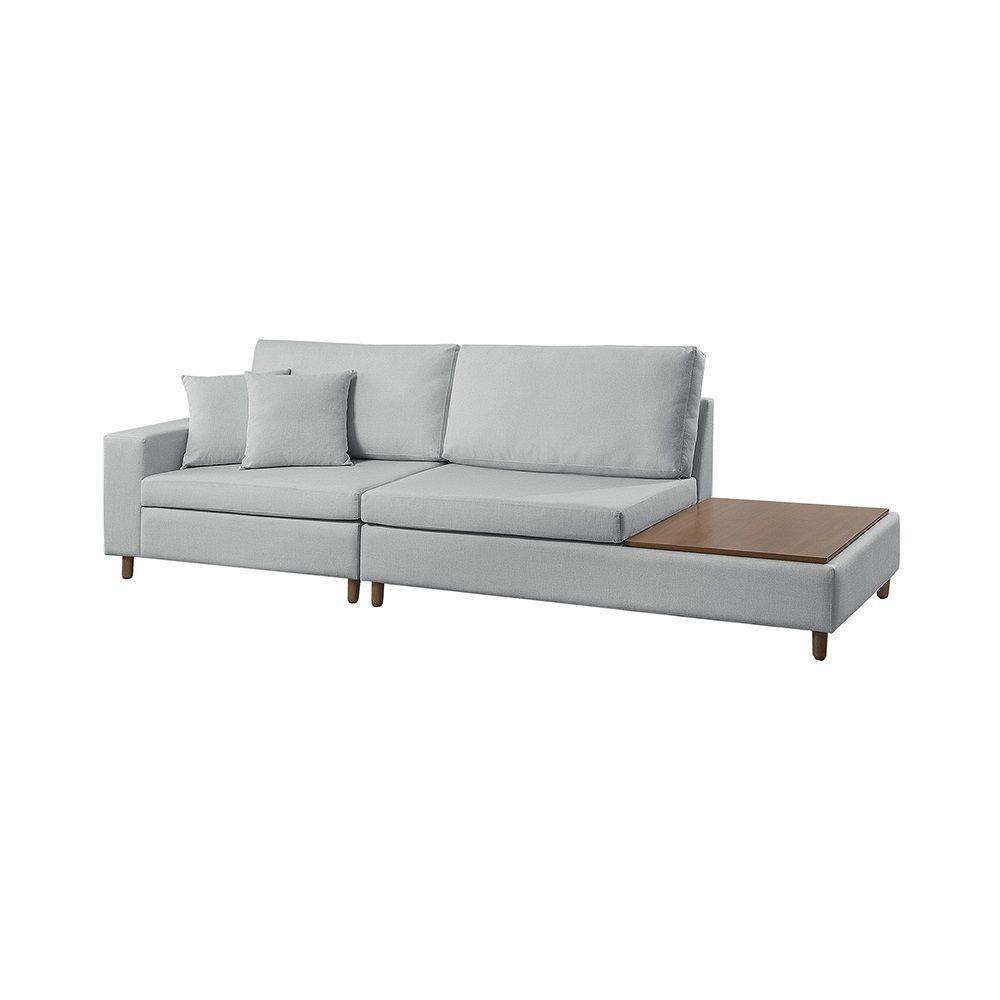 Sofá Living Lotus Com Apoio Lateral Direita 2,40m Em Linho Cor Cinza Mesclado 2284 - 2
