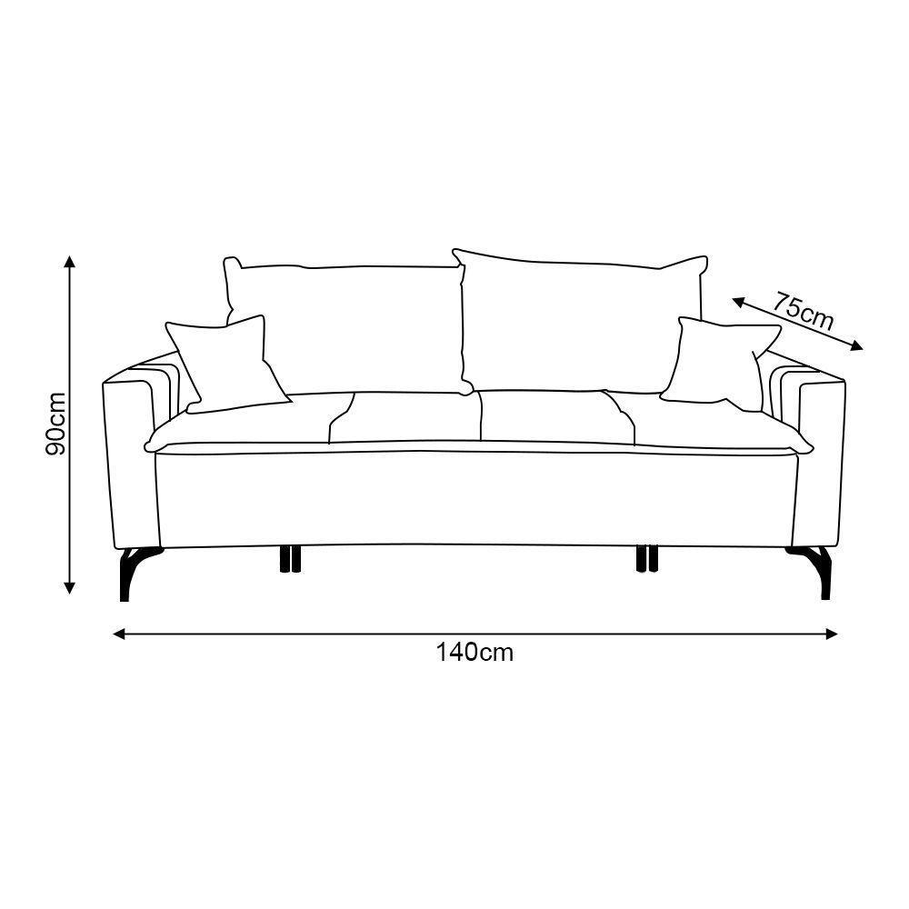 Sofá Living Madri 2 Lugares 1,40m Linho Bege Com Detalhe No Braço Em Corino Caramelo - 4