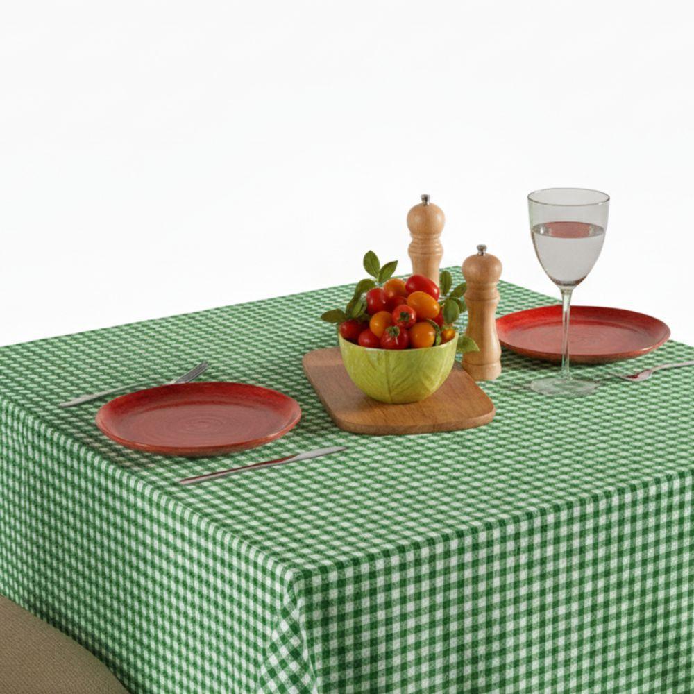 Toalha De Mesa Quadrada 1,40m X 1,40m Xadrez Teka Italianinha  4 Lugares Verde - 2