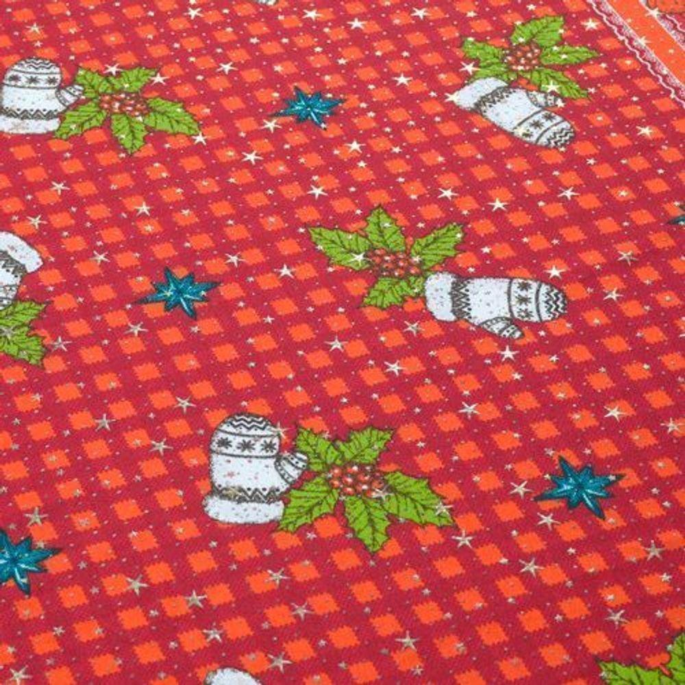 Toalha De Mesa Estampada Brilhare 1 Peça 2,50m X 1,45m 8 Lugares 100% Poliéster Tecido Oxford Natal - Estampa 3 Vermelho - 7