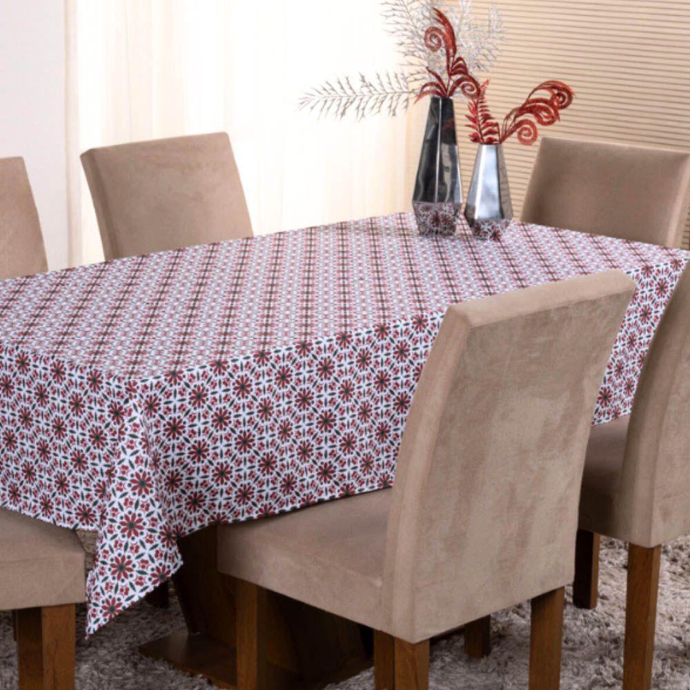 Toalha De Mesa Natal Estampa Digital 2,00m X 1,40m Para 6 Lugares Tecido Oxford - Modelo 5 - 100% Poliéster - 1