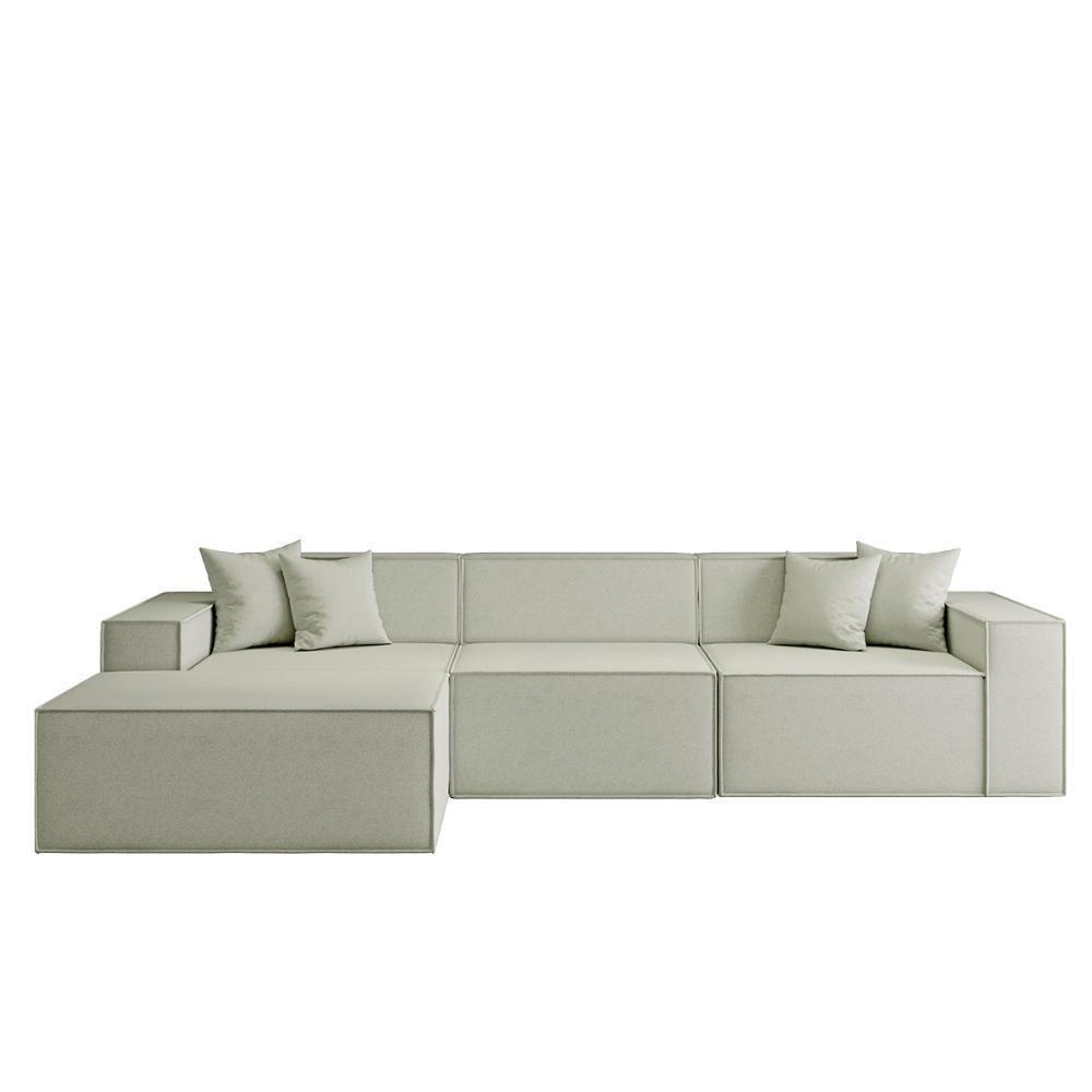 Sofá Luma 3 Lugares 2,75m Com Chaise Compactair - Balaqui Bege - 7