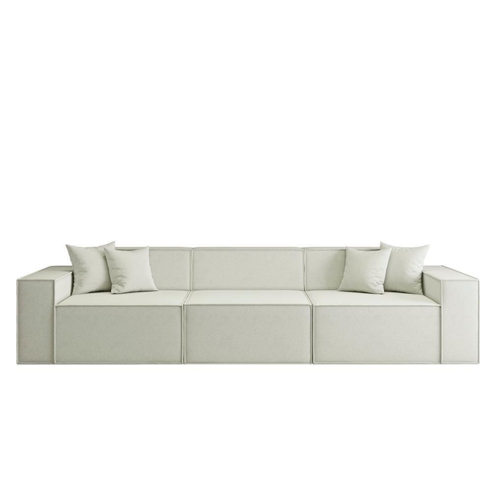 Sofá Luma 3 Lugares 2,75m Com Chaise Compactair - Balaqui Bege - 8