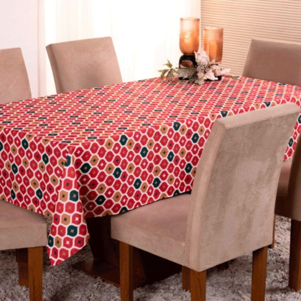 Toalha De Mesa Natal Estampa Digital 1,45m X 1,40m Para 4 Lugares Tecido Oxford - Modelo 6 - 100% Poliéster - 1