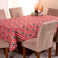 Toalha De Mesa Natal Estampa Digital 1,45m X 1,40m Para 4 Lugares Tecido Oxford - Modelo 6 - 100% Poliéster - 1