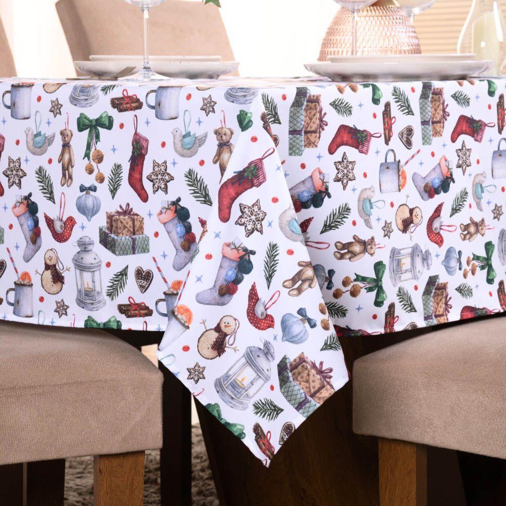 Toalha De Mesa Natal Estampa Digital 2,50m X 1,40m Para 8 Lugares Tecido Oxford - Modelo 3 - 100% Poliéster - 4