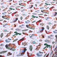 Toalha De Mesa Natal Estampa Digital 2,50m X 1,40m Para 8 Lugares Tecido Oxford - Modelo 3 - 100% Poliéster - 3