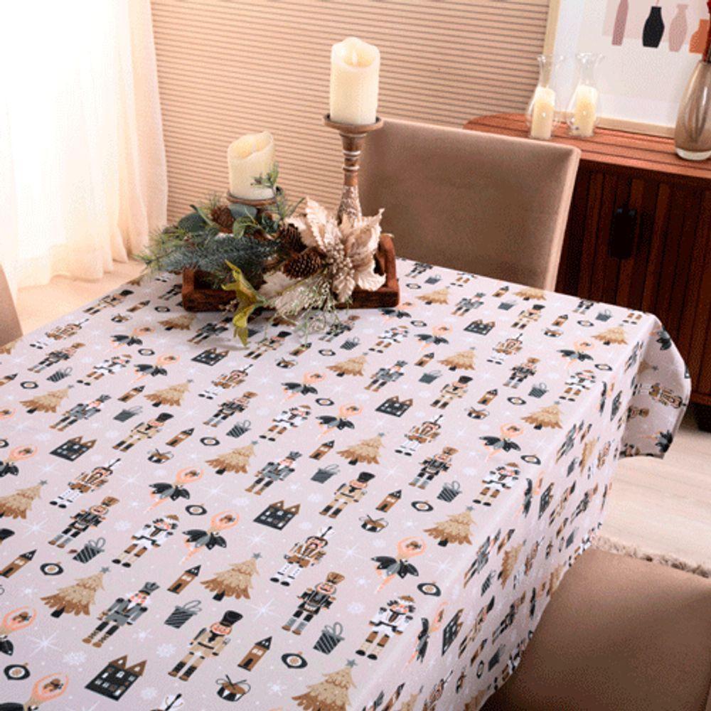 Toalha De Mesa Natal Estampa Digital 2,50m X 1,40m Para 8 Lugares Tecido Oxford - Modelo 4 - 100% Poliéster - 2