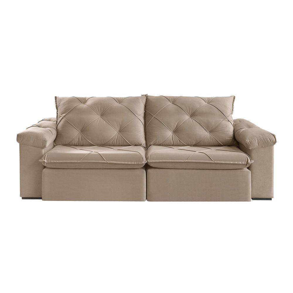 Sofá Retrátil E Reclinável Corniso 1,94m Veludo Cor Bege 2137 Usb Sem Kit Usb - 5