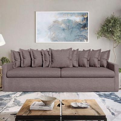 Sofá Living Laguna 2,80m Com Capa Removível Lavável Cor Prata 2252