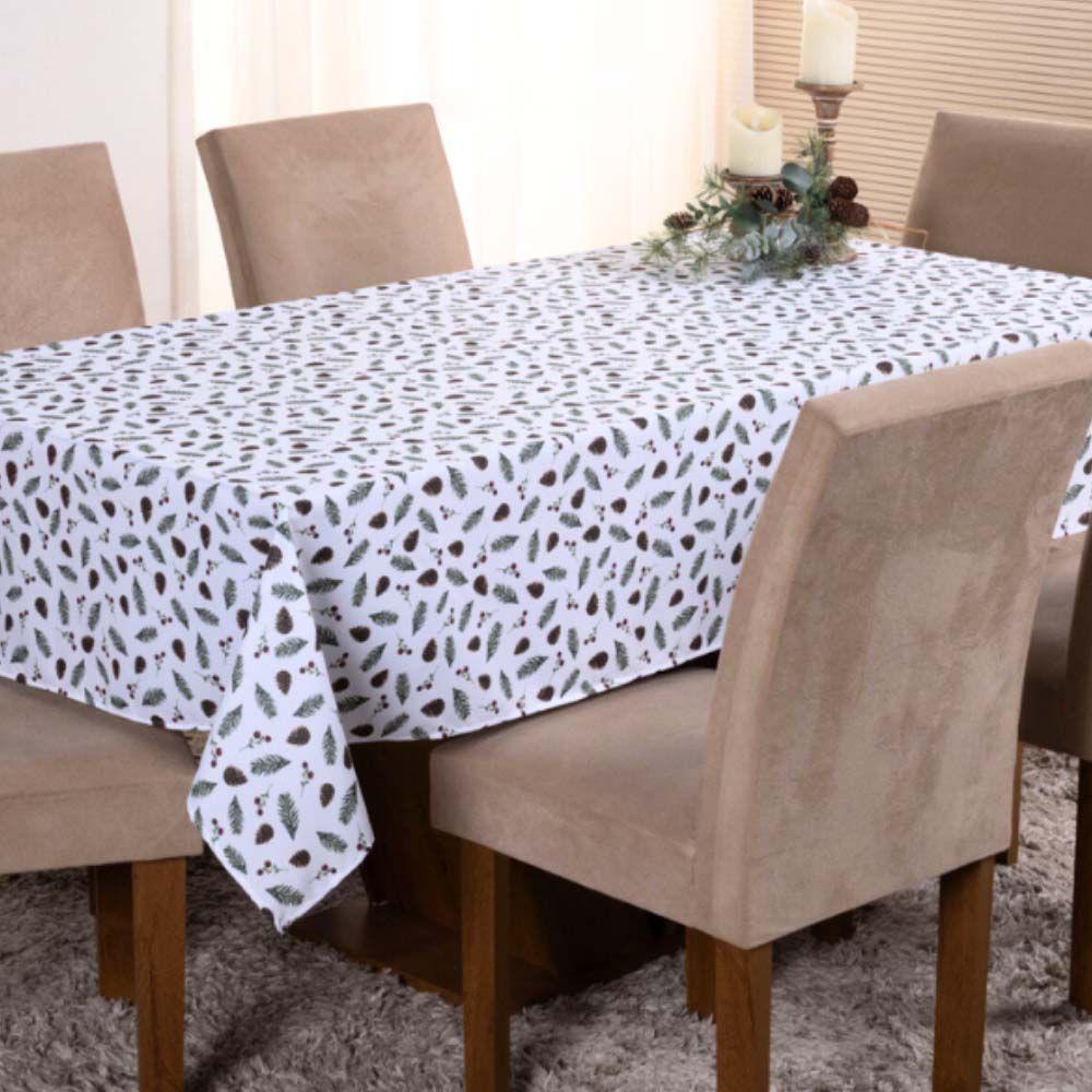Toalha De Mesa Natal Estampa Digital 2,50m X 1,40m Para 8 Lugares Tecido Oxford - Modelo 1 - 100% Poliéster - 1