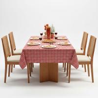 Toalha De Mesa Retangular 1,40m X 2,10m Xadrez Teka Italianinha 6 Lugares Vermelho - 2