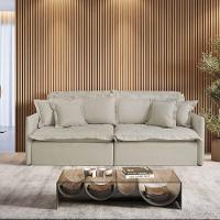 Sofá Retrátil E Reclinável Iris 2,60m Linho Cor Bege 2340 Usb Sem Kit Usb - 1