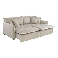 Sofá Retrátil E Reclinável Iris 2,60m Linho Cor Bege 2340 Usb Sem Kit Usb - 2