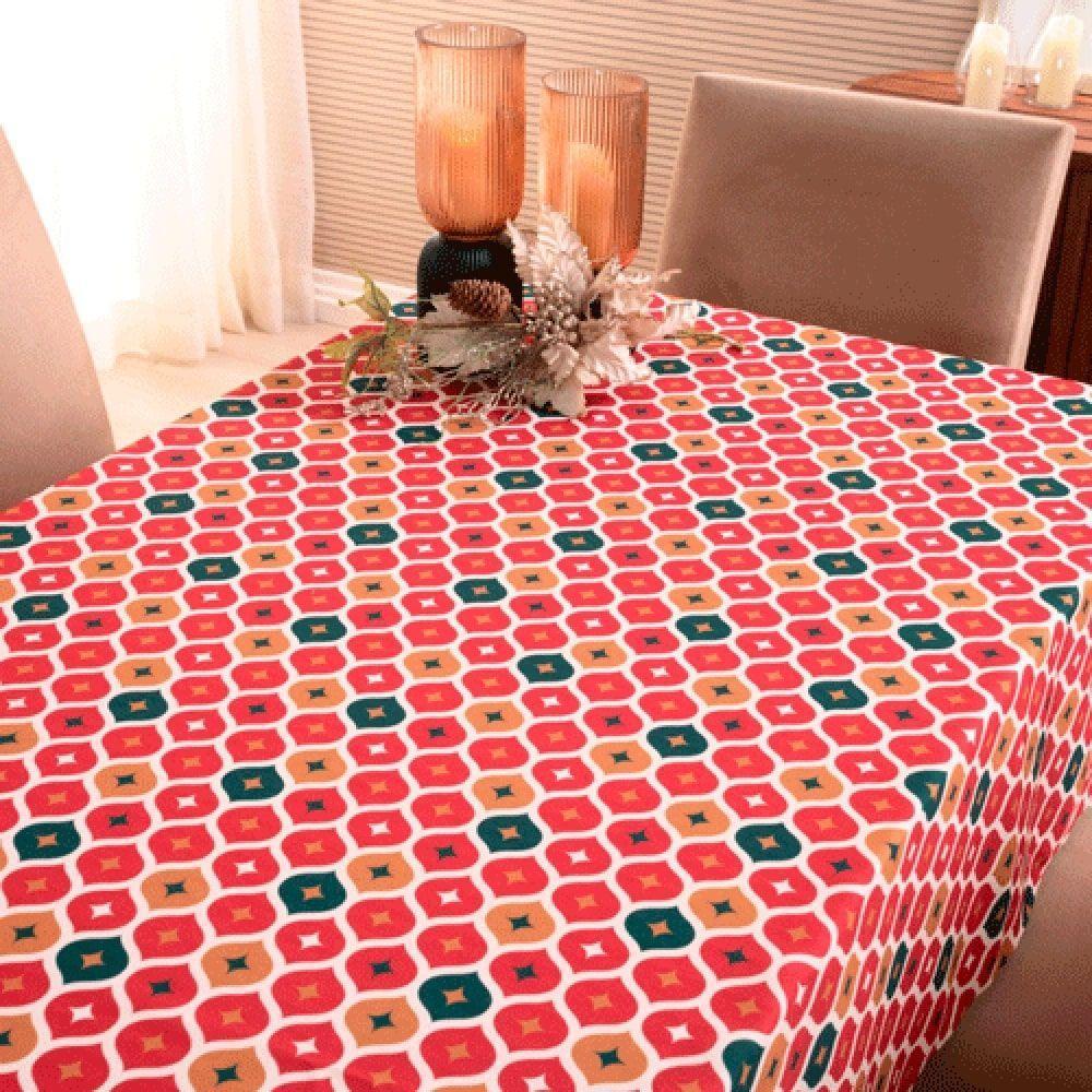 Toalha De Mesa Natal Estampa Digital 2,00m X 1,40m Para 6 Lugares Tecido Oxford - Modelo 6 - 100% Poliéster - 2
