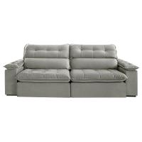 Sofá Retrátil E Reclinável Texas 2,94m Veludo Cor Cinza 2107 Usb Sem Kit Usb