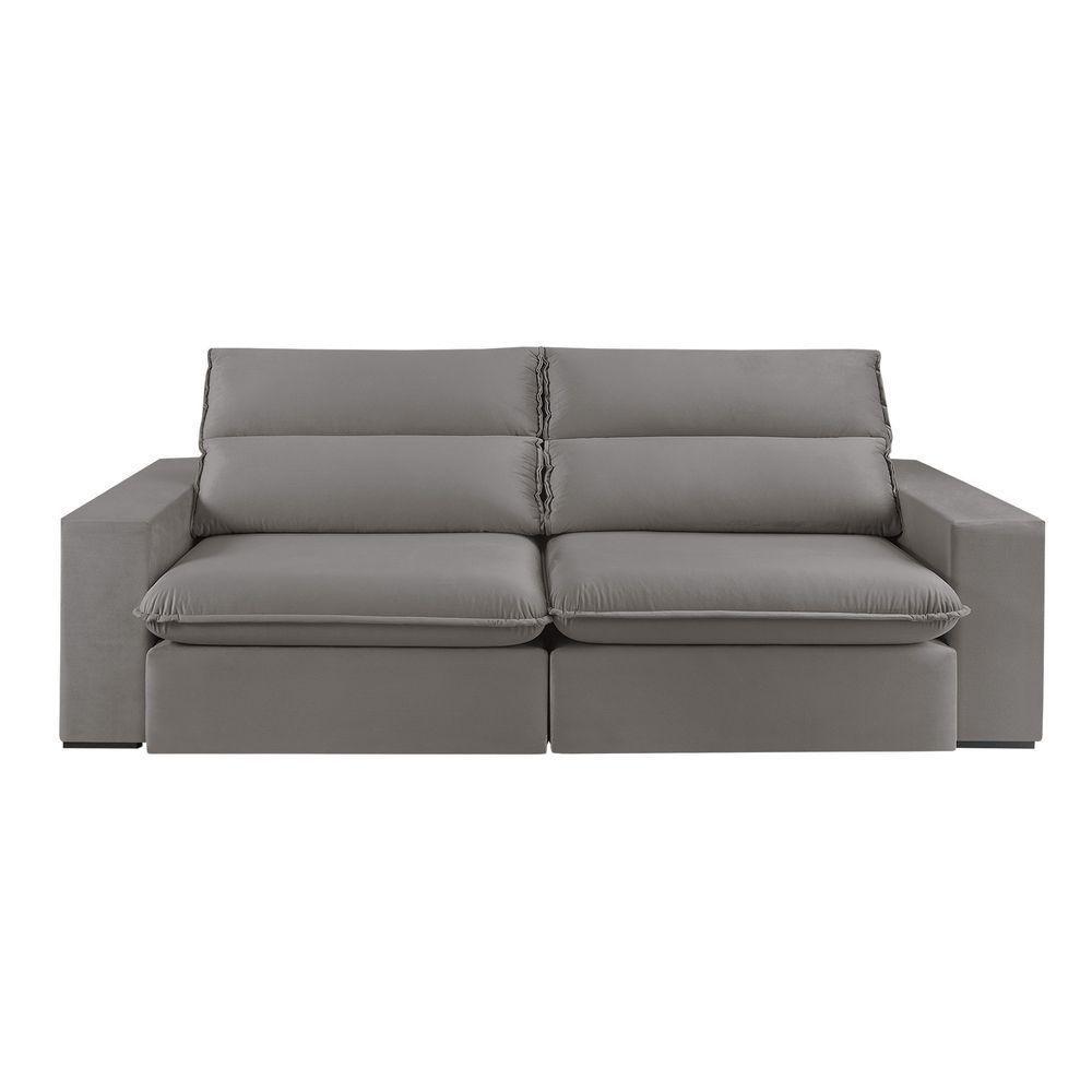 Sofá Retrátil E Reclinável Bee 2,90 M Veludo Cor Cinza 2103 Usb Sem Kit Usb - 4